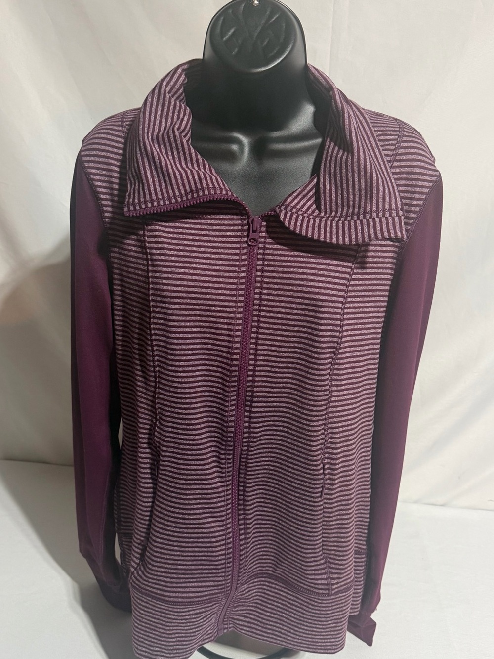 RBX Active Striped Full-Zip Performance Workout Jacket - Plum/Maroon Size Small